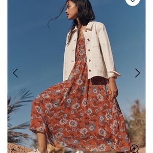 Madewell sheer sleeve button front midi dress